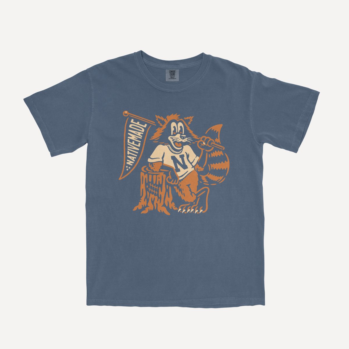 10 Year Raccoon Tee, Denim