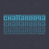 Closeup of the Heather Midnight Navy tee featuring NativeMade's Chattanooga Fade design